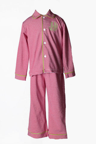 Boy’s Red and White Stripe Button Down Loungewear