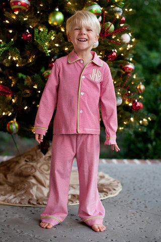 Boy’s Red and White Stripe Button Down Loungewear